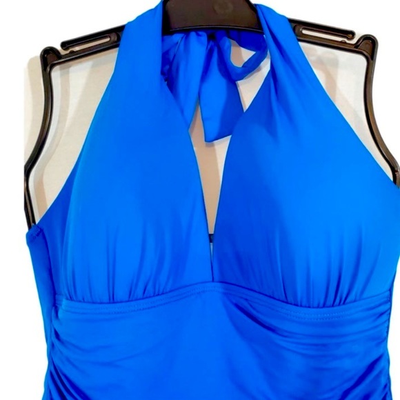 Lauren Ralph Lauren Royal Blue Halter Swimsuit 12 - Picture 3 of 5